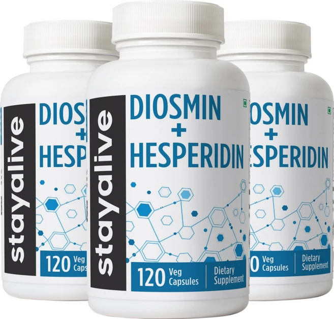 STAY ALIVE 디오스민 헤스페리딘 1000mg 복합체 120캡슐 시트러스 바이오플라보노이드 풍부 과일 추출물 최대 강도의 디오스민 보충제, 3개, 120회분 - 쿠팡