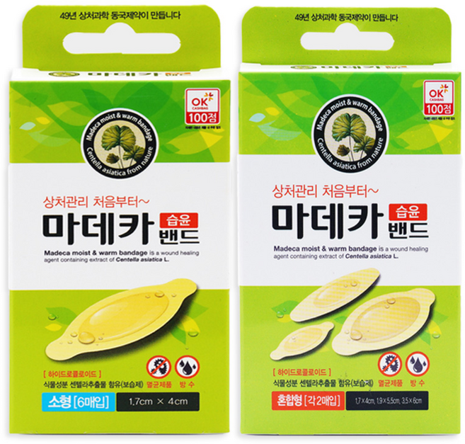 동국제약 마데카습윤밴드 소형 6매입X1개 + 혼합형 6매입X1개, 1세트, 1개입