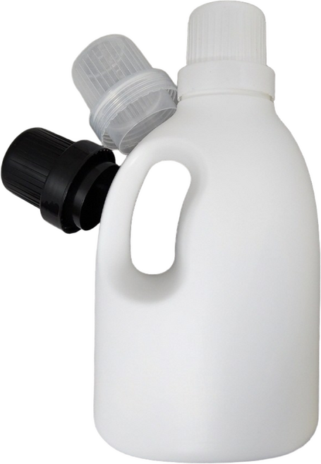 1.5리터 세탁세제 디스펜서 소분 리필 용기 라운드 손잡이, 1.5 라운드손잡이형 흰용기+흰계량캡_대, 1개, 1.5L