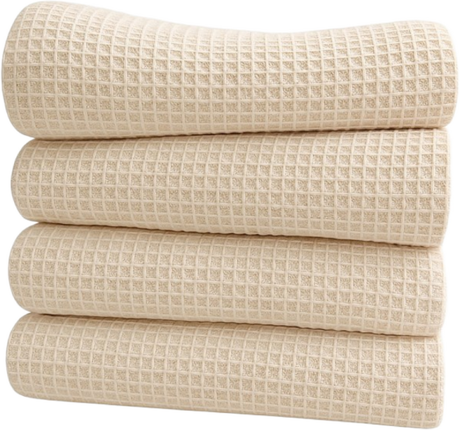 오토림 파스텔와플 주방행주 카페행주, 35*35 크림, 4개