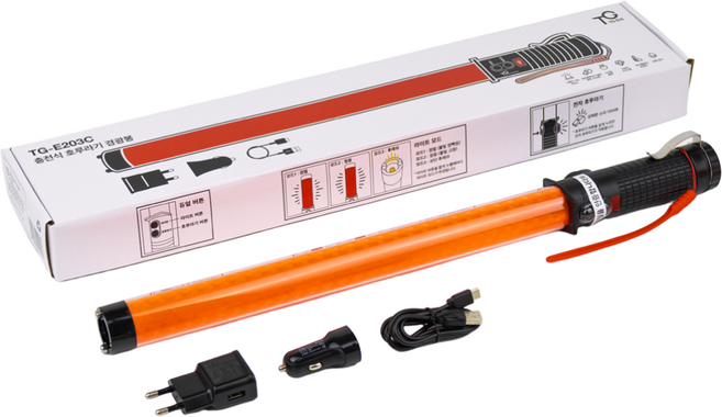 TG전자 충전식 LED 경광봉 호루라기 신호봉 TG-E203C, 1개, 레드