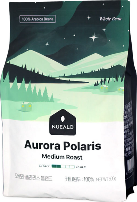 누알로 오로라 폴라리스 블랜드 케냐AA 칭가 퀸 만델링 원두커피 홀빈(분쇄안함), 1개, 500g