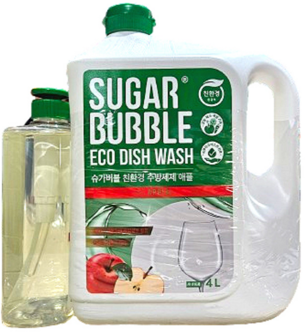 슈가버블 애플향 천연성분 주방세제 4L+940ml, 1세트