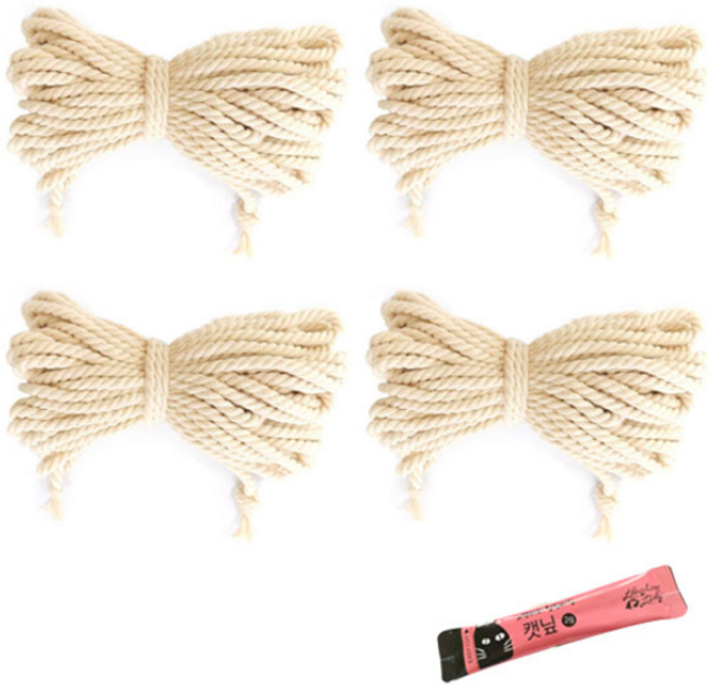 힐링타임 고양이 스크래쳐 면줄 10 m 4p, 혼합 색상, 1세트