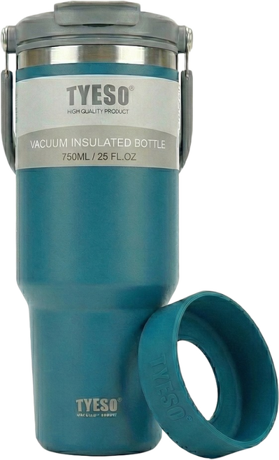 대용량 1리터텀블러 보냉보온 스텐 빨대텀블러 손잡이텀블러 운동 2리터, 텀블러 소750ml, 블루, 1개