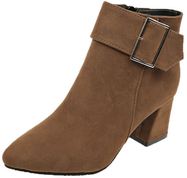 타니즈 루케 하객신발 스웨이드 키높이 버클 여성 미들 앵클부츠 (6.5cm)