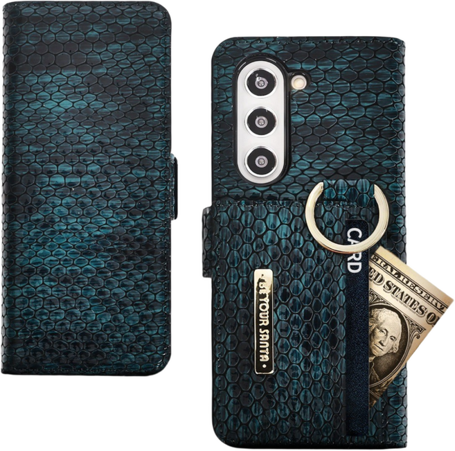 비유어산타 블랙맘바 갤럭시 Z폴드 유해 전자파 차단 이태리 가죽 링 핑거 카드수납 휴대폰케이스