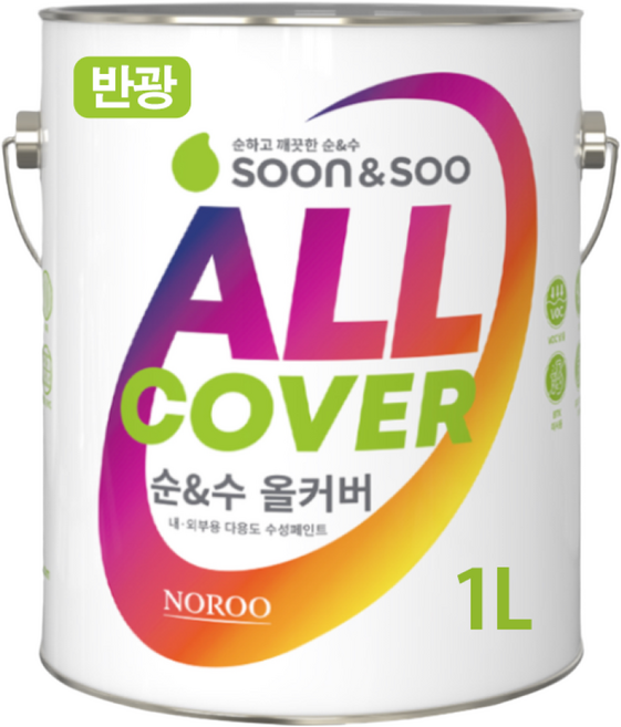 노루페인트 순앤수 올커버 백색 다용도 수성, 1개, 1L, 반광