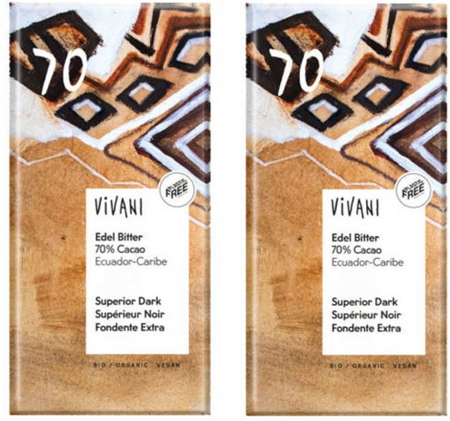 비바니 유기농 다크 70% 초콜릿 100g 10개 1박스, 80g, 2개