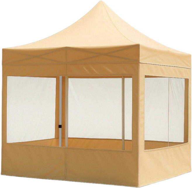 리브포어스 프리미엄 접이식 캐노피 천막+프레임+투명바람막이세트+프레임가방, 베이지