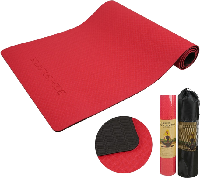 TPE 요가매트 레드 8mm 필라테스 두꺼운 매트 홈트레이닝 요가 헬스 운동, TPE 매트 투톤 레드(8mm)