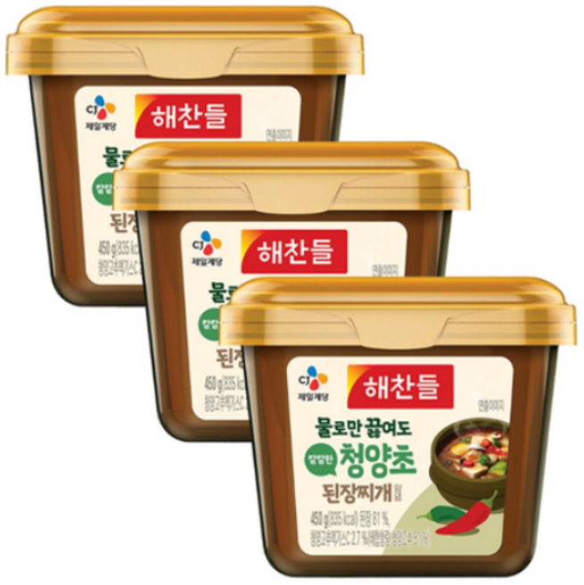 해찬들 물로만 끓여도 칼칼한 청양초 된장찌개양념, 450g, 3개