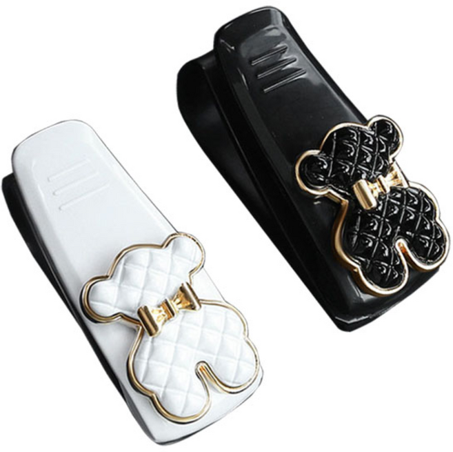 어클렛 차량용 안경 거치대 선글라스 클립, 1세트, 블랙화이트