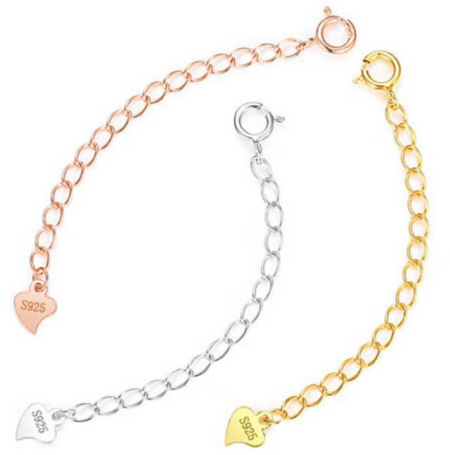 목걸이 연장 체인 925실버 길이늘림 보조체인 팔찌 발찌, 1개, 하트참 로즈골드5.5CM