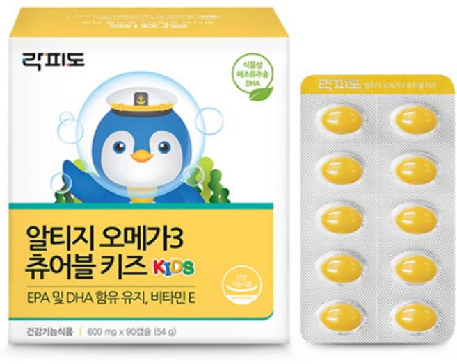 락피도 알티지 오메가3 츄어블 키즈, 90정, 1개