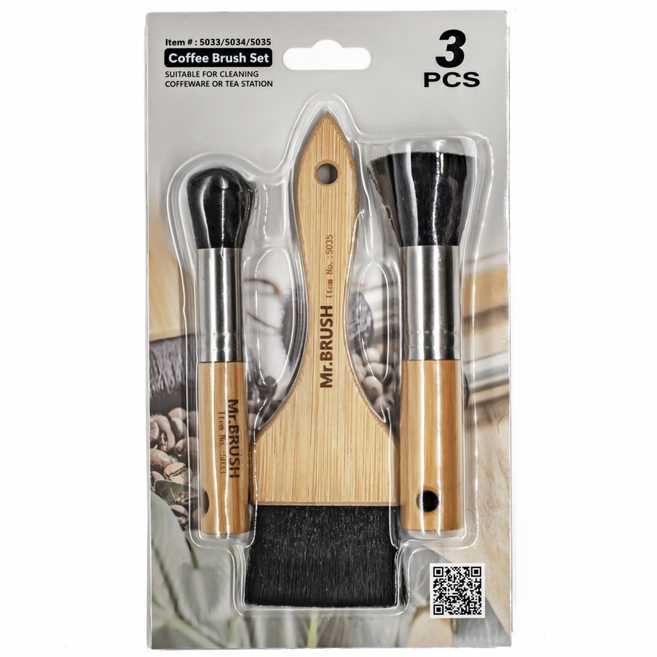 에코시크릿 커피머신 브러쉬 청소솔 그라인더붓 3개입 1세트, 1개, 천연 밤부 손잡이