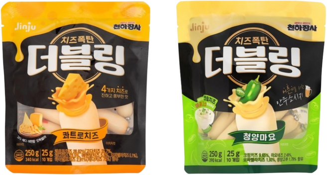 천하장사 소시지 더블링 2종(콰트로치즈+청양마요), 500g, 1개