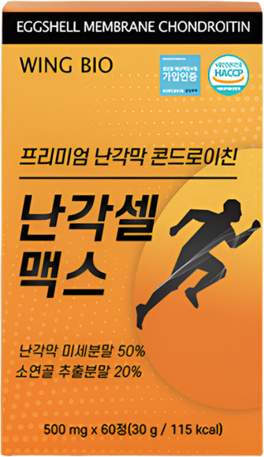 윙바이오 난각막 소연골 콘드로이친 1200 식약청 인증 저분자 소유래 콘도로이친, 3개, 60정