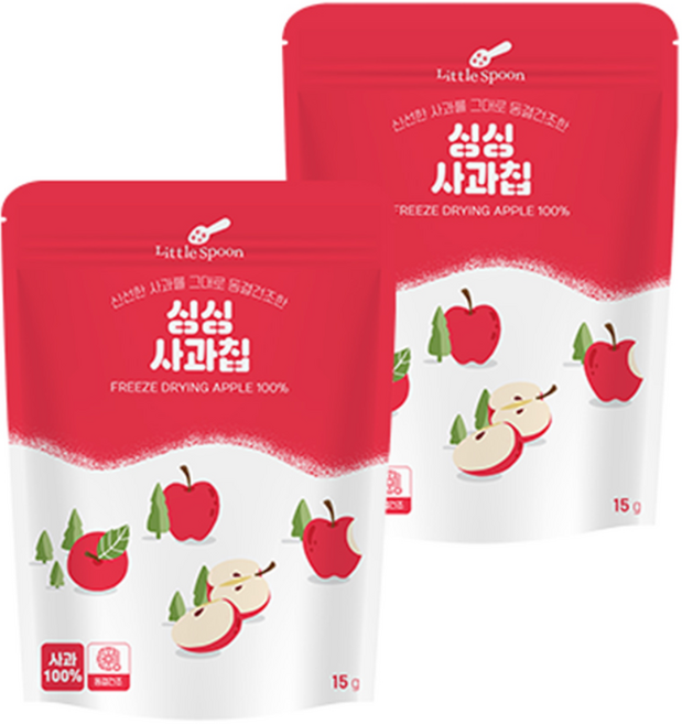 리틀스푼 동결건조 싱싱 과일칩 사과, 15g, 2개