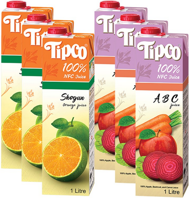 팁코 쇼군 오렌지 + ABC 주스, 6개, 1L