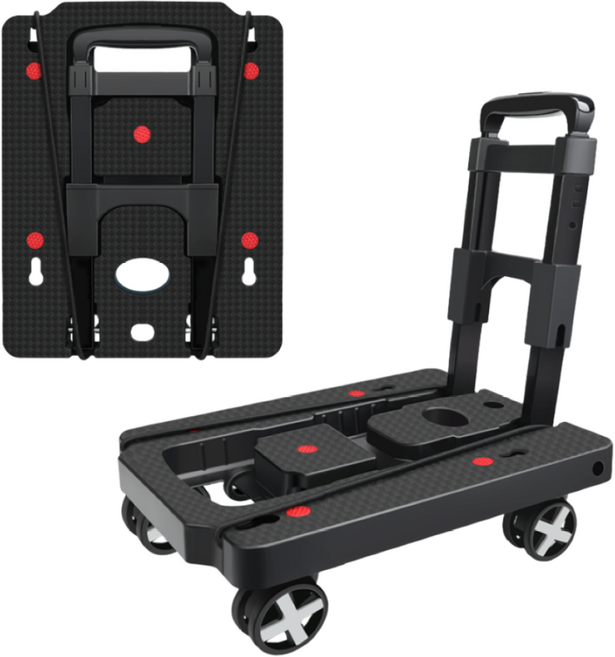 AIRAJ 수하물 카트 D29 다기능 4륜 접이식 강력한 적재 능력으로 다양한 환경에서의 운반에 적합한 부드러운 바퀴 접어서 간편하게 보관 가능한 가정용 배달 운반 툴, 1개