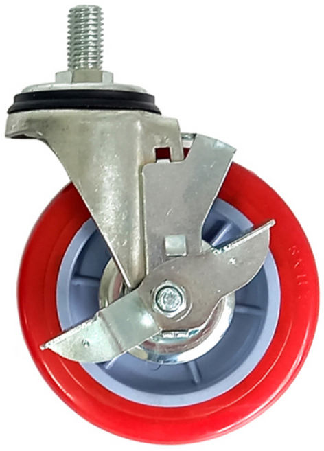 우레탄 125mm (5) 볼트 회전 브레이크 바퀴 운반구 수레 핸드카트 운반 카트 구르마 대차 끌차