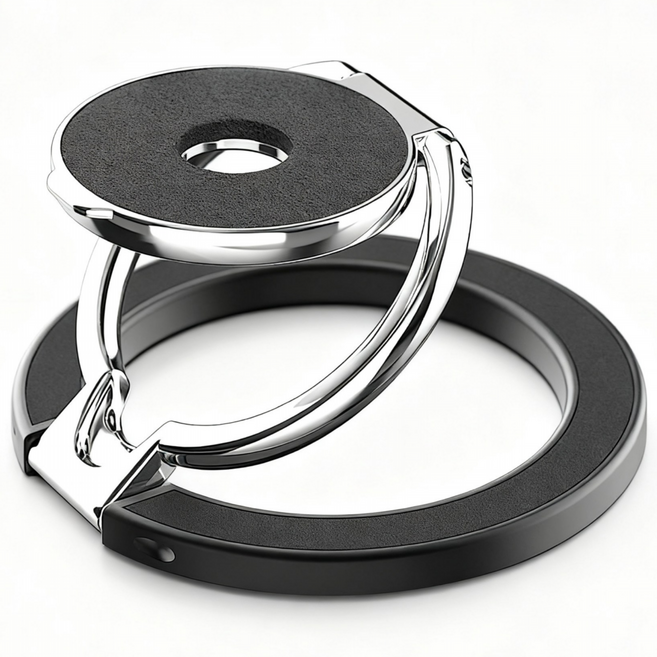 미블룸 양면 자석 초강력 초슬림 핑거 맥세세이프 스마트 거치대, 1개, 블랙