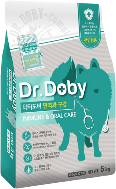 닥터도비 면역시리즈 강아지 유산균 사료, 구강/치석관리, 5kg, 1개