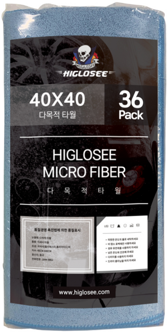 하이글로씨 다목적 극세사 타월 36pack, 블루, 1개