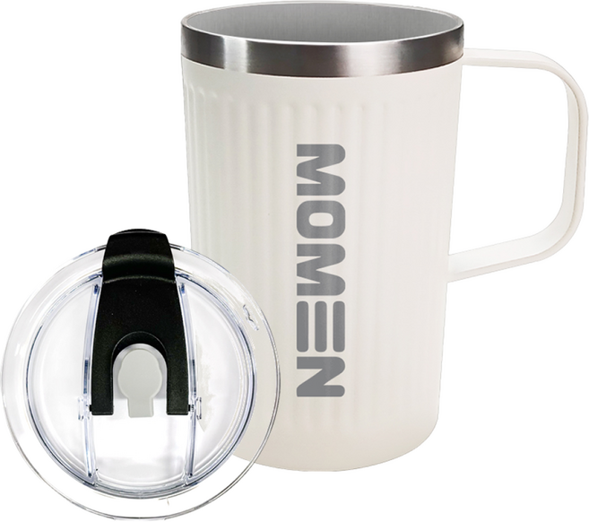 모멘 아루가 스탠머그 손잡이 사무실 이중진공 보온보냉 에코트리카페, 스텐 머그_아이보리, 1개, 500ml
