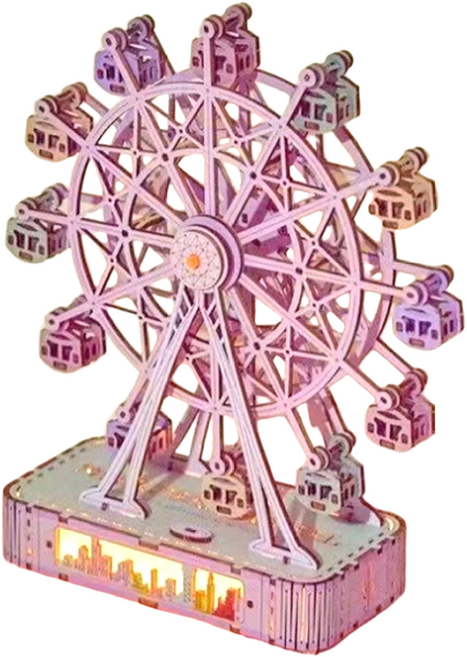 [당일출고] REGN 움직이는 DIY 대관람차 오르골 무드등 뮤직박스, 120피스, 단일, 1개