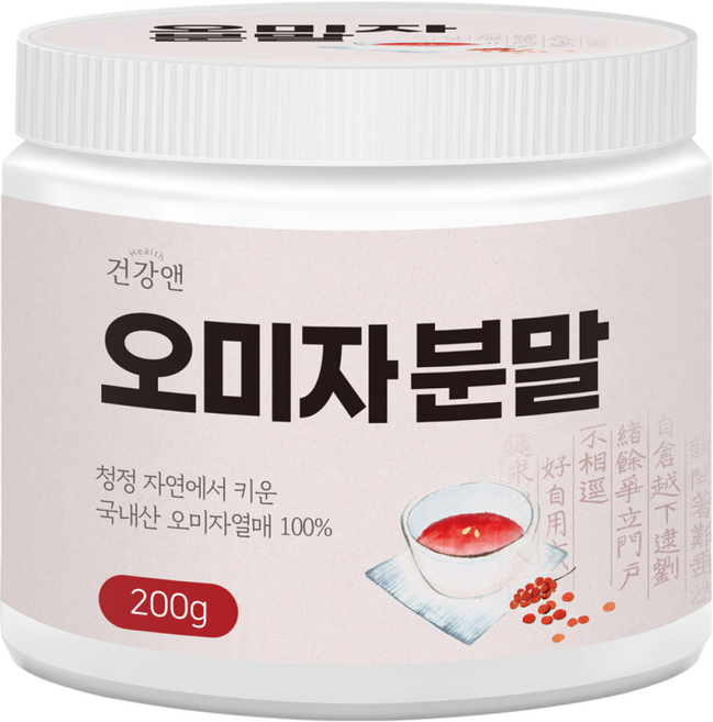 건강앤 국내산 오미자 분말 100%, 200g, 1개