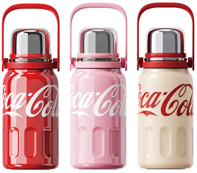 [코카콜라]GERM 트래블 핸들 진공 보틀(800ml) 보온보냉 텀블러 컵포함, 레드, 0.8L, 1개