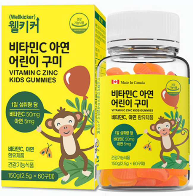 웰키커 비타민C 아연 어린이 구미 영양제 150g, 1개, 60정