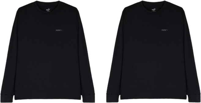 1+1 [푸마] 남녀공용 에센셜 긴팔 언더셔츠 2종 세트 (블랙)