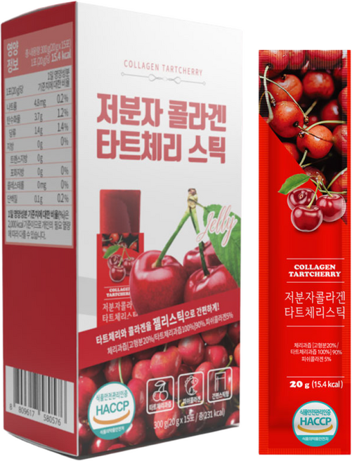 저분자 콜라겐 타트체리 젤리 스틱, 1박스, 15회분