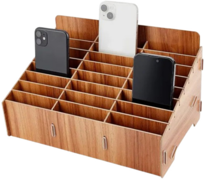 모디락 핸드폰 보관함 스마트폰 수거 학교 학원 사무실 휴대폰보관함, 1개, 브라운 24칸