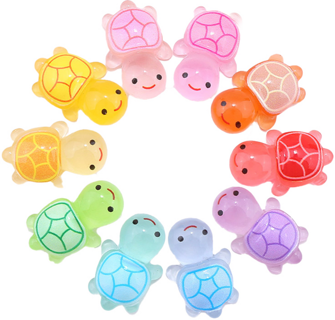 행운 거북이 파츠 50개 세트 대용량 DIY 데코덴 레진아트 재료 야광, 혼합거북이50개, 1세트