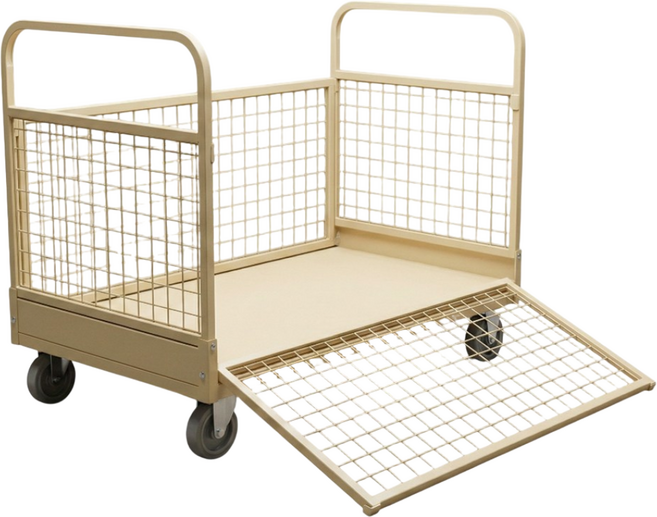 접이식 카트 물류창고 운반용 손수레 고하중 바스켓카트 롤테이너, 탄 대형, 1개