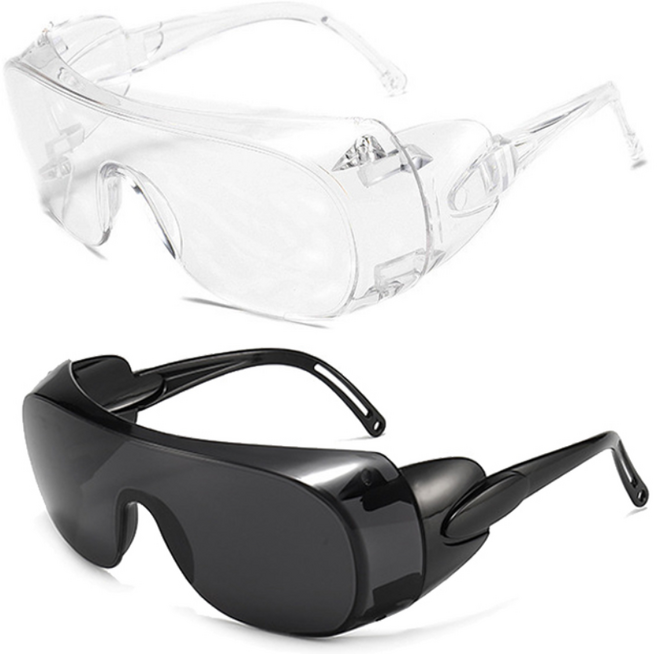 CULT 방풍 보안경 라이딩 고글 1+1, 2개, W2.방풍선글라스 투명1개+블랙1개