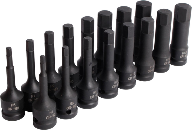 ITL 임팩 헥스 비트 소켓 세트 헥사 일체형 육각 4~19mm 1/2 78mm 16PCS, 1개