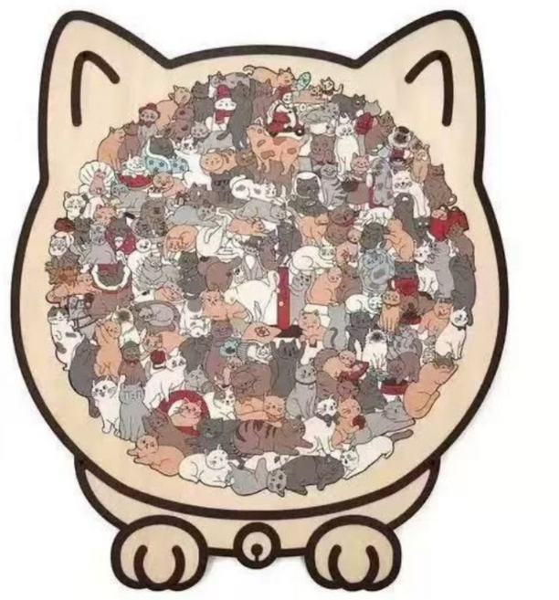 빌리네집 고양이 직소퍼즐 힐링 성인용 퍼즐 인테리어 소품 고양이굿즈 135피스, 모란디컬러, 1개