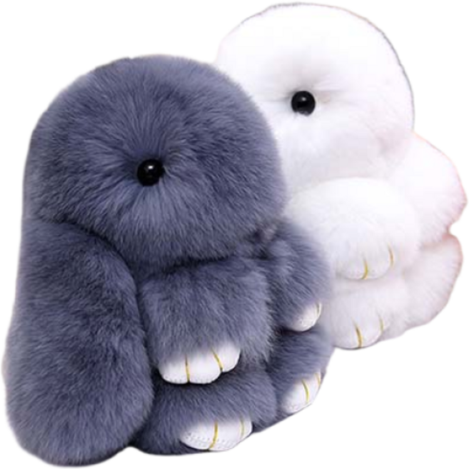 하우스팡 토끼인형 열쇠고리 리얼토끼털 인형키링, 베이지15cm, 1개