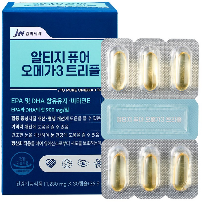 JW중외제약 알티지 퓨어 오메가3 트리플, 30정, 1개