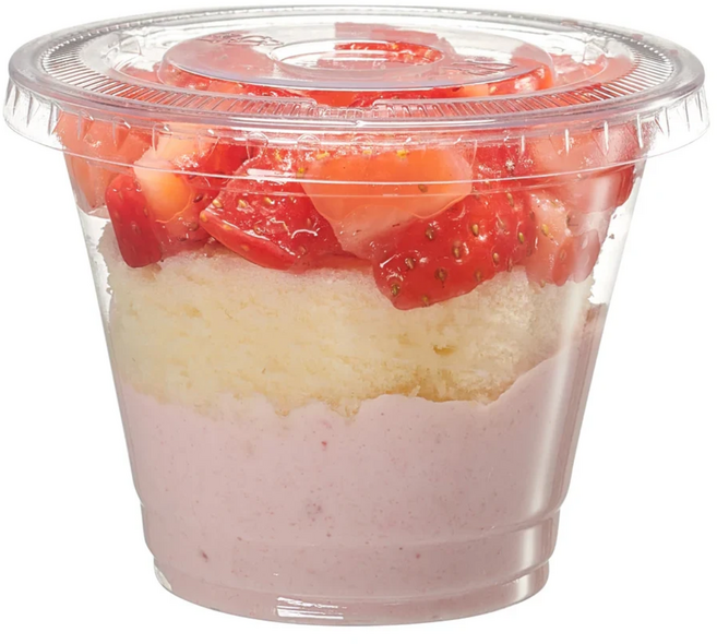 키친코디 컵과일용기 9oz + 평뚜껑 일회용 투명 샐러드 떡포장 케이스 세트, 1세트, 100개