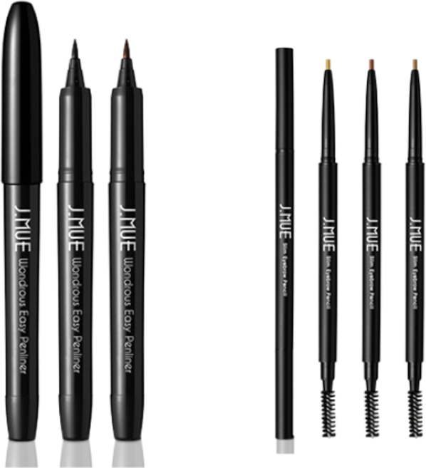 제이뮤 1+1번짐없는 아이라이너+브로우 펜슬, 펜 블랙+슬림 2호, 1개