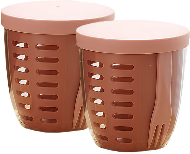 리빙스튜디오 과일도시락통 포크 세트, 2세트, 핑크 도시락통+포크