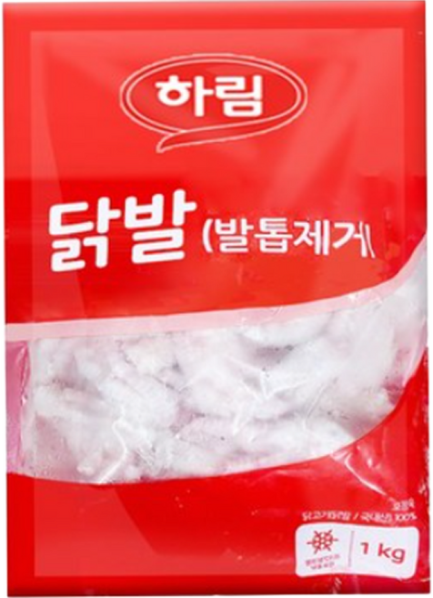 하림-(냉동)통 닭발(발톱제거)1kg, 3개