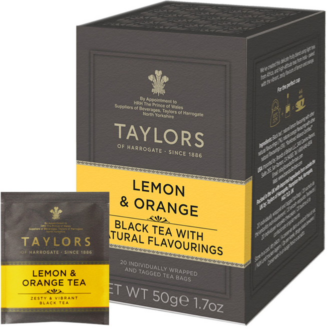 테일러스오브헤로게이트 홍차 티백 레몬 앤 오렌지, 2.5g, 20개입, 1개