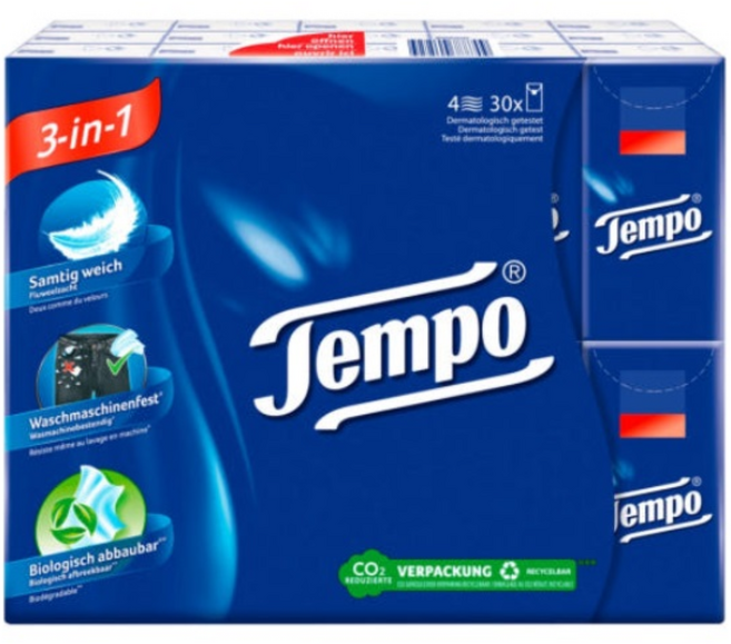 Tempo 프리미엄 행키티슈 4겹 독일 직수입, 10매, 30개